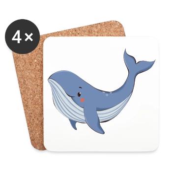 Blue whale - Coasters (set of 4) - white - Front