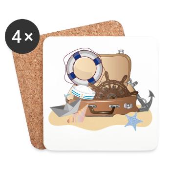 Valise maritime – design de vacances nautiques - Dessous de verre (lot de 4) - blanc - Devant