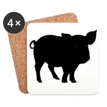 Cute Pig Silhouette - Coasters (set of 4) - white - Front