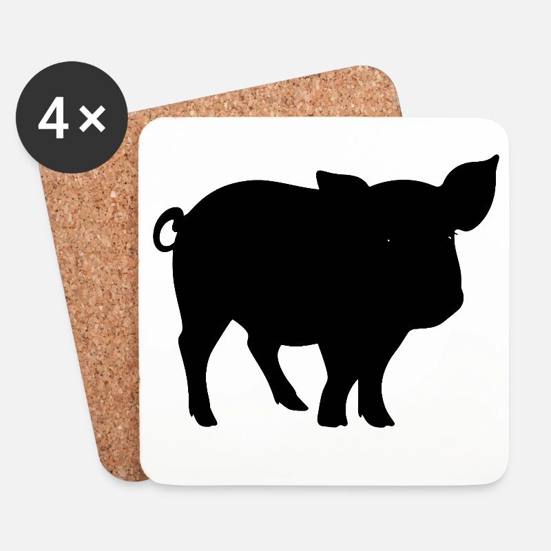 Niedliche Schweinesilhouette - Untersetzer (4er-Set) - Weiß
