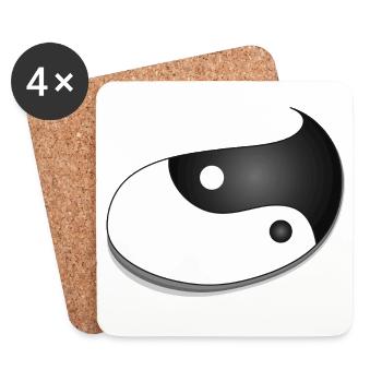 Yin-Yang Symbol in Teardrop Shape – Balance Design - Coasters (set of 4) - white - Front