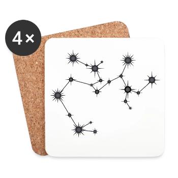 Sagittaire Constellation d’étoiles Zodiaque Noir et gris - Dessous de verre (lot de 4) - blanc - Devant