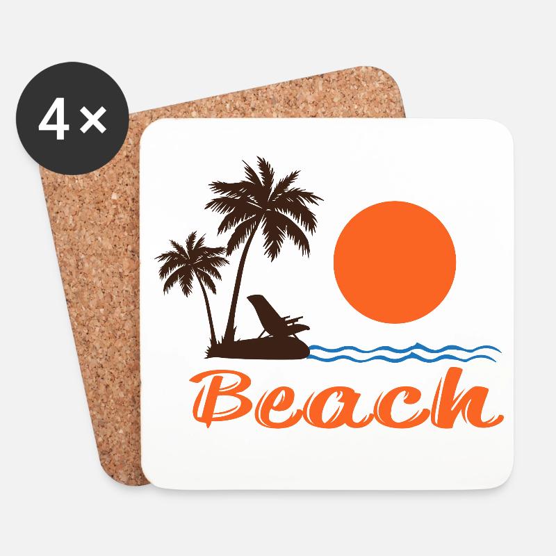 Beach Sunset mit Palmen – Tropisches Sommerdesign - Untersetzer (4er-Set) - Weiß