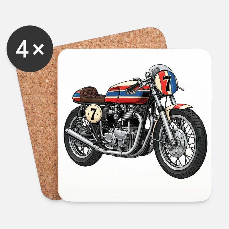 Old school motorcycle - Untersetzer (4er-Set) - Weiß