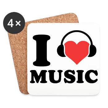 I Love Music Quote For Music Lover - Coasters (set of 4) - white - Front