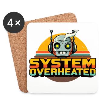 Retro Futuristic Robot with Vapor Smoke - Coasters (set of 4) - white - Front