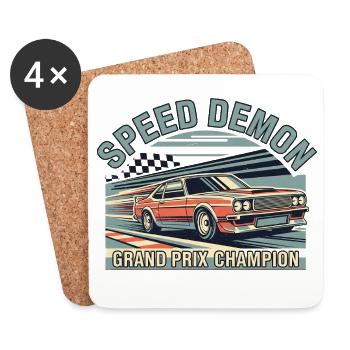 Racing Car Speed Demón Design - Coasters (set of 4) - white - Front
