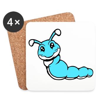Raupe süß lieb kleine lächelt freundlich glücklich - Untersetzer (4er-Set) - Weiß - Vorne