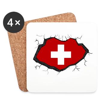Schweiz Flagge - Untersetzer (4er-Set) - Weiß - Vorne