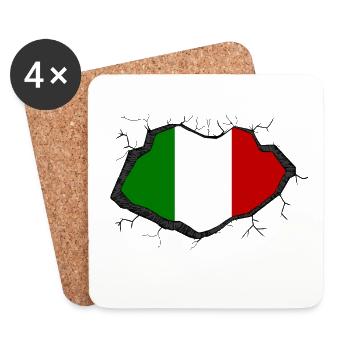 Drapeau italien - Dessous de verre (lot de 4) - blanc - Devant