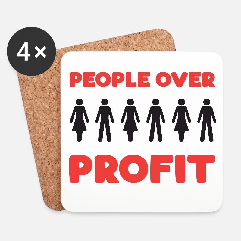Menschen vor Profit - Untersetzer (4er-Set) - Weiß