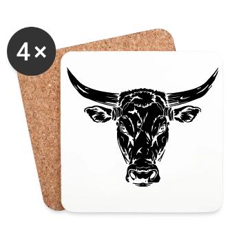 Taureau - Dessous de verre (lot de 4) - blanc - Devant