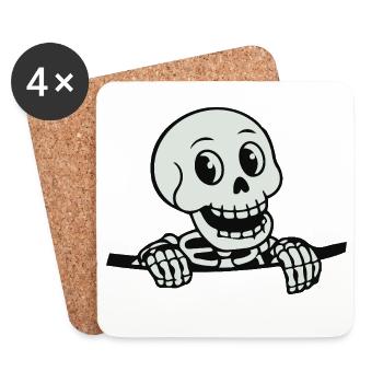 Playful Skeleton Cartoon Design - Coasters (set of 4) - white - Front