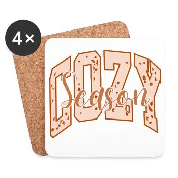 Cozy season exploded pattern and bold typography - Coasters (set of 4) - white - Front