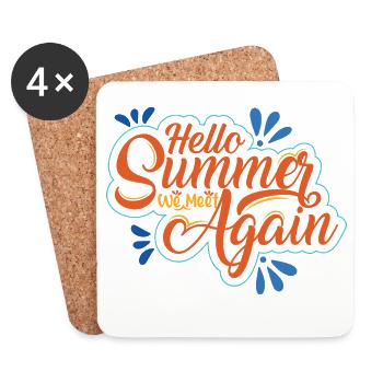 Sommerliche Aufschrift mit Fröhlichkeit - Untersetzer (4er-Set) - Weiß - Vorne
