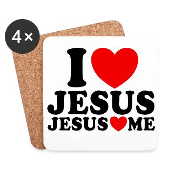 Ich liebe Jesus Jesus liebt mich Christlicher Glau - Untersetzer (4er-Set) - Weiß - Vorne
