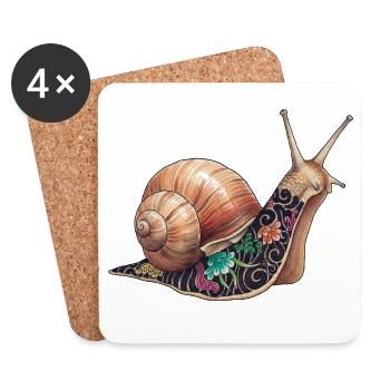 Yakuza Snail – The Slow Ink - Coasters (set of 4) - white - Front