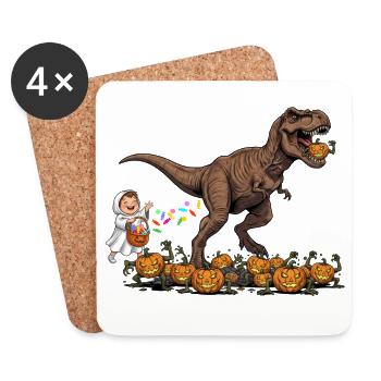 T-Rex Halloween DinoSpaß - Untersetzer (4er-Set) - Weiß - Vorne