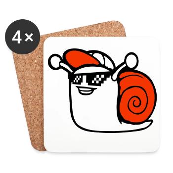 Snail Sunglasses Cute Cute Happy Cool - Coasters (set of 4) - white - Front