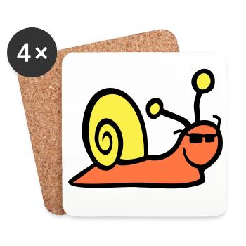 Snail Sunglasses Cute Cute Happy Cool - Coasters (set of 4) - white - Front