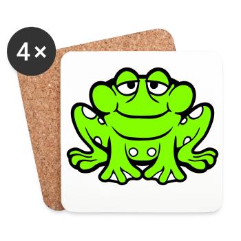 Frog toad smiles funny sitting comic happy - Coasters (set of 4) - white - Front