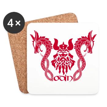 Der nordische Gott Odin und die roten Drachen - Untersetzer (4er-Set) - Weiß - Vorne
