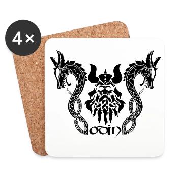 Der nordische Gott Odin und die schwarzen Drachen - Untersetzer (4er-Set) - Weiß - Vorne