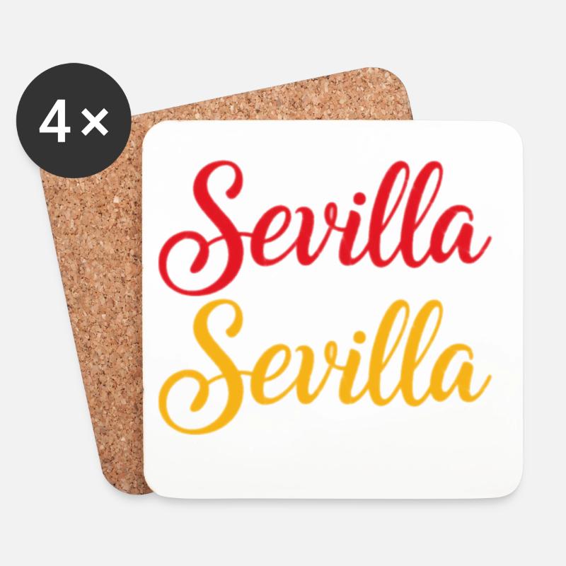 Sevilla Script Duo Rot Gelb Retro - Untersetzer (4er-Set) - Weiß