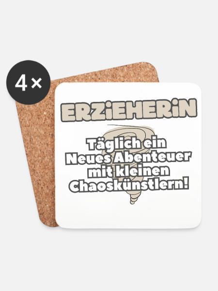 Erzieherin Alltagsabenteuer mit Chaoskünstlern - Untersetzer (4er-Set) - Weiß