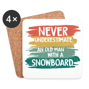 Never underestimate old snowboarder - Untersetzer (4er-Set) - Weiß - Vorne