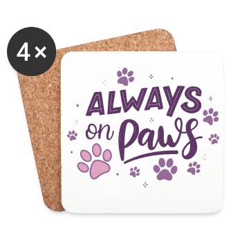 Always on Day Pawprints Violet - Dessous de verre (lot de 4) - blanc - Devant