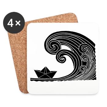 Paper Boat und Schwarzer Ozean - Untersetzer (4er-Set) - Weiß - Vorne