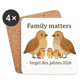 Rebhuhn Familie – Vogel des Jahres 2026 Family Mat - Untersetzer (4er-Set) - Weiß - Vorne