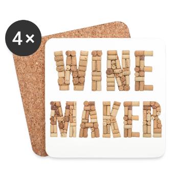 Winemaker – Real Cork Lettering Design - Untersetzer (4er-Set) - Weiß - Vorne