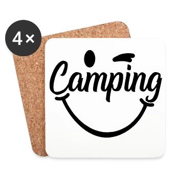 Camping Sourire - Dessous de verre (lot de 4) - blanc - Devant