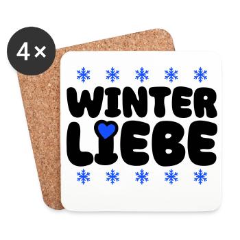 Winter Liebe Herz - Untersetzer (4er-Set) - Weiß - Vorne