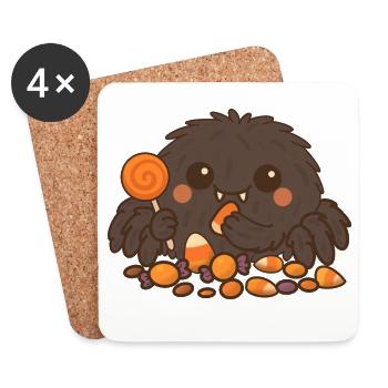 Monstre au caramel avec des friandises - Dessous de verre (lot de 4) - blanc - Devant