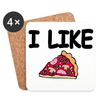 Pizza - Dessous de verre (lot de 4) - blanc - Devant