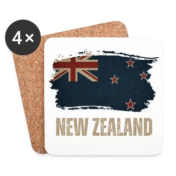 Grunge New Zealand flag - Coasters (set of 4) - white - Front