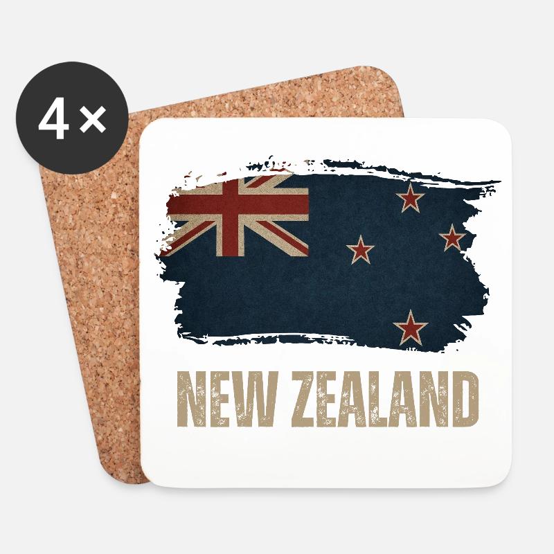 Grunge Neuseeland Flagge - Untersetzer (4er-Set) - Weiß
