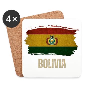 Bolivien Grunge Flagge, Vintage Bolivien - Untersetzer (4er-Set) - Weiß - Vorne