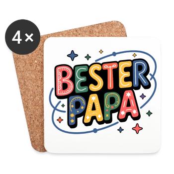 Bester Papa – bunte Buchstaben - Untersetzer (4er-Set) - Weiß - Vorne