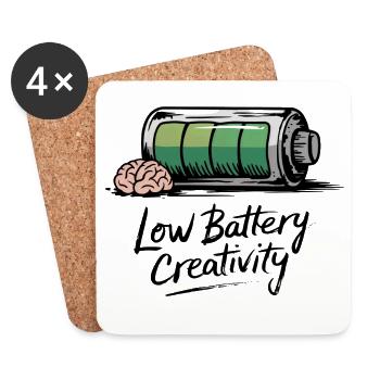 Humour créatif – batterie vide, idées perdues - Dessous de verre (lot de 4) - blanc - Devant