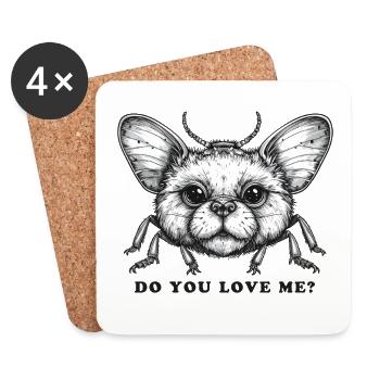 Ein fantastisches Wesen mit der Frage "Do You love Me?" - Untersetzer (4er-Set) - Weiß - Vorne