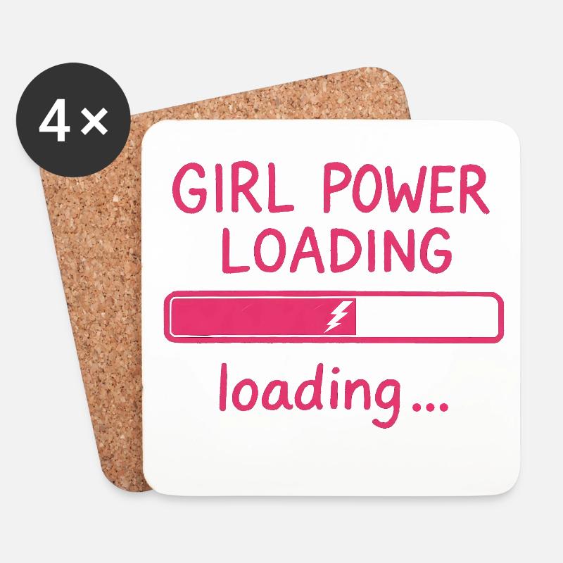 Girl Power Loading Bar - Coasters (set of 4) - white
