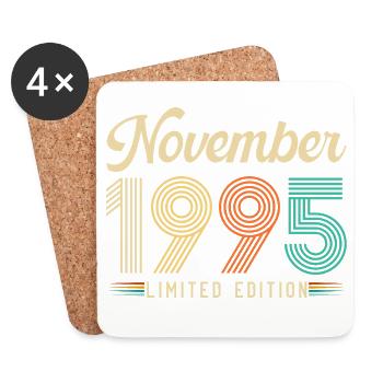 Novembre 1995 Anniversaire Vintage Rétro Cadeau - Dessous de verre (lot de 4) - blanc - Devant