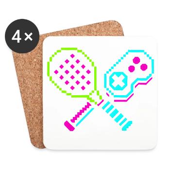 Paddles Néon Arcade Rétro - Dessous de verre (lot de 4) - blanc - Devant