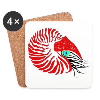 Perlboot, Ammonit, Kopffüßer, Nautilus - Untersetzer (4er-Set) - Weiß - Vorne