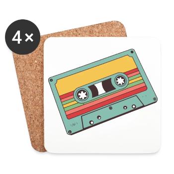 Retro Pastell Kassette - Untersetzer (4er-Set) - Weiß - Vorne