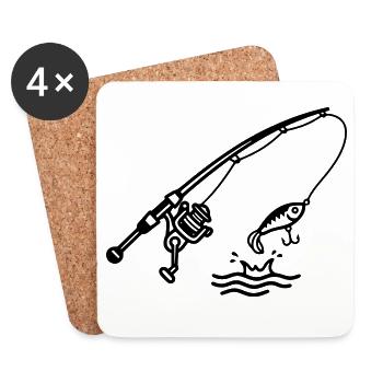 angeln fischen spinnrute petri heil logo - Coasters (set of 4) - white - Front